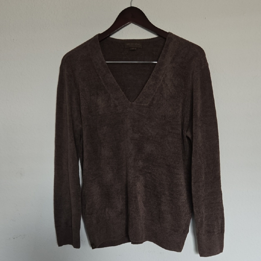 Barefoot Dreams Cozychic Ultralite V Neck Brown Sweater Size M